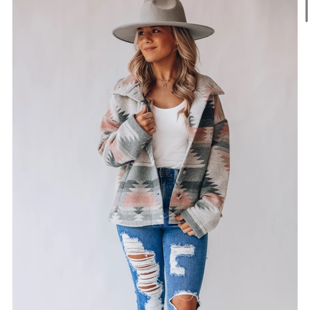 Last S New Soft Bohemian Comfy Aztec Southwest Pattern lightweight Jacket - Picture 2 of 10